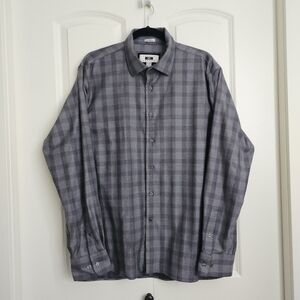 Joseph Abboud Grey Plaid Casual  Dress Shirt Cotton Soft  Button Down Sz XL